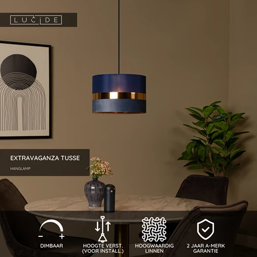 Lucide EXTRAVAGANZA TUSSE - Hanglamp - Ø 30 cm - 1xE27 - Blauw - USP
